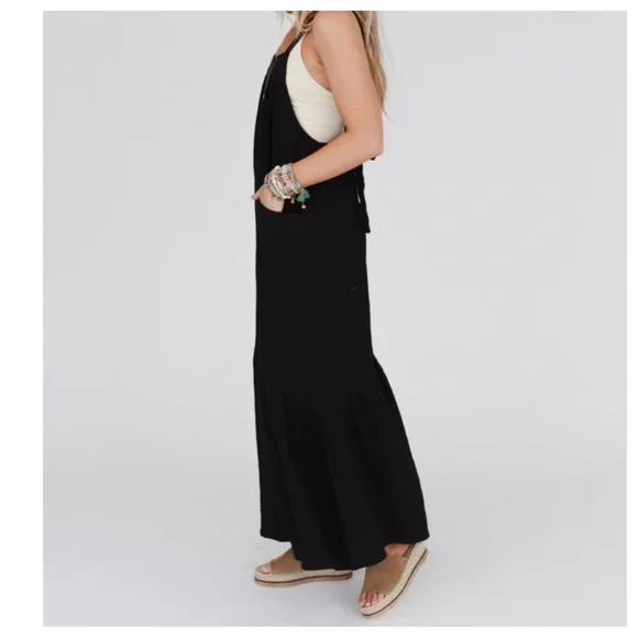 25 Boho Wide Leg Ruffle Hem Jumpsuit - Picture 5 of 6